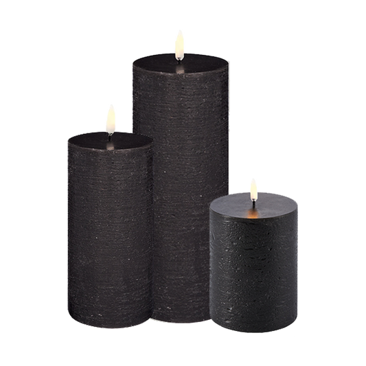 Uyuni Led Block Candle Set of 3 | Black